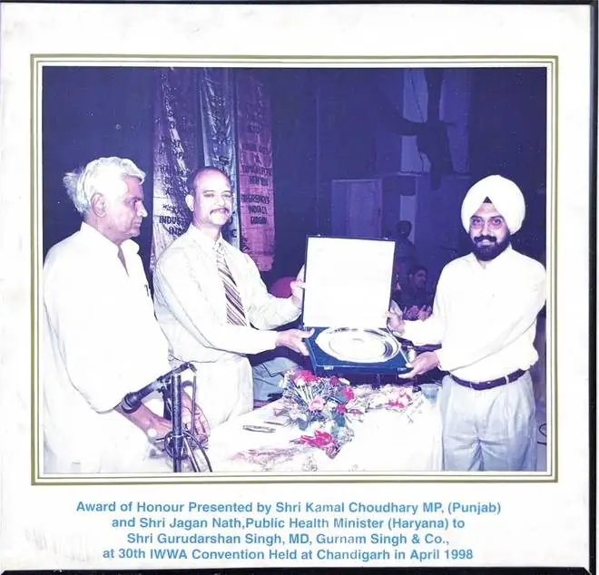 Award of Honour at the 30th IWWA Convention, Chandigarh, April 1998