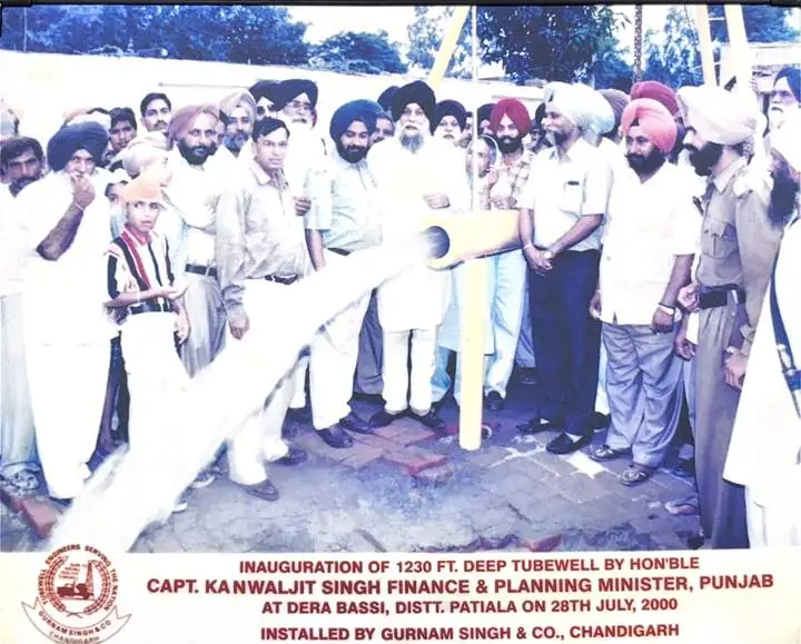 Inauguration of a 1,230 ft deep tubewell at Dera Bassi, 2000