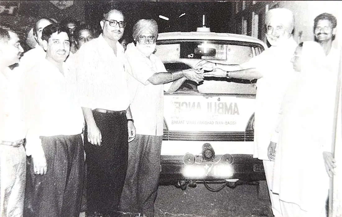 An ambulance being handed over at Dera Bassi, Bharat Vikas Parishad