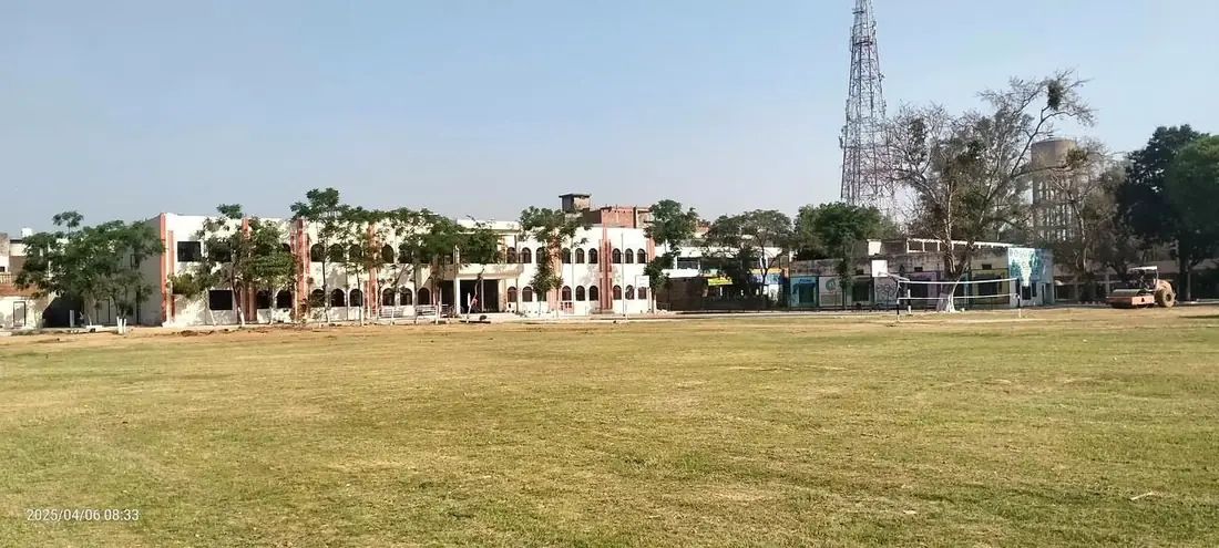 The main school block seen across the playing field