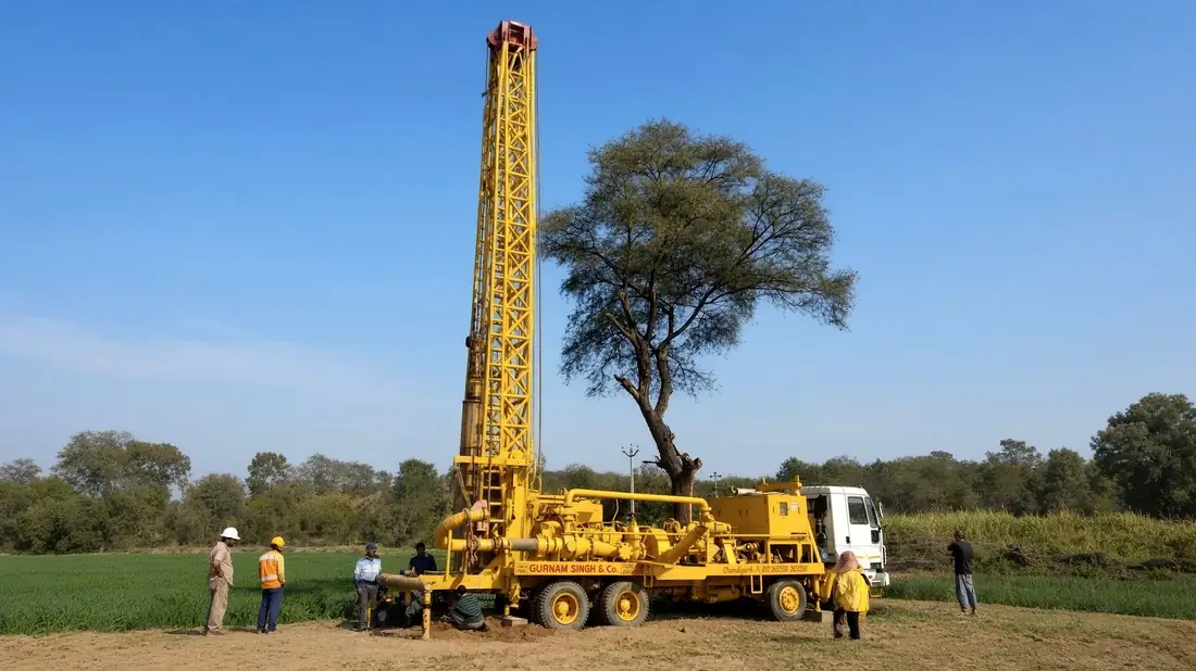 Gurnam Singh & Co. rig on site in a Punjab field